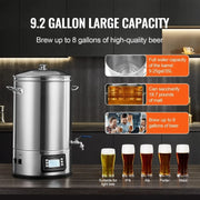 Load image into Gallery viewer, Amocart Electric Brewing System 8 GALLON Brewing Stock Pot All-in-One Home Beer Brewer 304 Stainless Steel Brewing Supplies

