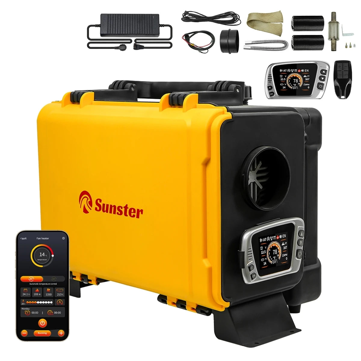 8KW 12V 220V Portable Diesel Air Heater With Bluetooth APP Auto Thermostat Car Parking Heater for RV Camper Tent Garage Home Amocart
