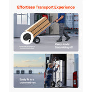 Charger l'image dans la visionneuse de galerie, Amocart 500LBS Hand Truck Dolly with Non-Slip Wheels &amp; Tie-down Strap Aluminum Alloy Portable Trolley for Moving Home Warehouse

