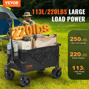 Load image into Gallery viewer, SucceBuy Collapsible Folding Wagon Beach Wagon Cart with All-Terrain Wheels Drink Holders Sports Wagon for Camping Shopping - AMOCART
