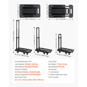 Charger l'image dans la visionneuse de galerie, Amocart Folding Hand Truck 500 lbs Load Capacity Collapsible Luggage Cart with 6 Wheels 2 Elastic Ropes &amp; Expandable Base Black
