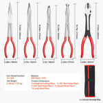 Amocart 5-Piece Needle Nose Pliers 11 in Long Needle Nose Pliers Set Diagonal Cutting Pliers 45°/90° Bent Round Nose Plier