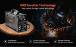 Amocart 5-in-1 MIG Welder 200Amp Pluse Mig Welding Machine Gas MIG/Flux Core MIG/Stick/Lift TIG/AU TIG with LCD Screen Display