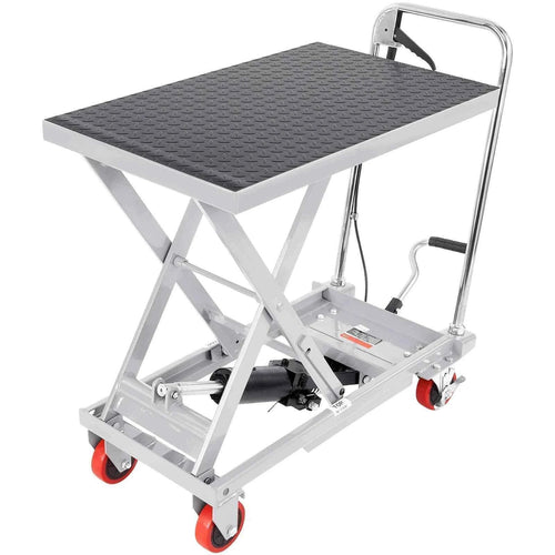 Amocart 330/500lbs Hydraulic Lift Table Cart Manual Single Scissor Platform with 4Wheels and Non-slip Pad for Material Handling