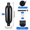 SucceBuy Inflatable Ribbed Fender with Center Holes Marine Boat Dock Fender Bumper with Air Pump 4 Needles 4 Ropes & Storage Bag
