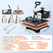 Charger l'image dans la visionneuse de galerie, Amocart 5 6 8 in 1 Heat Press Machine T shirt Heat Transfer Printer Muntifunctional Sublimation Mug/Latte Mug/Hat/Plate/Bottle
