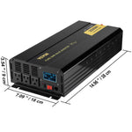 SucceBuy Pure Sine Wave Power Inverter 12V DC to 120V AC Aluminum Alloy LCD Screen & LED Indicators Powering Laptop Fan Grinder