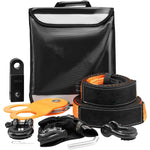 Amocart Off-Road Winch Recovery Kit with 30000Lbs Tow Straps & D-Ring Shackles Snatch Block Storage Bag for ATV Jeep Truck