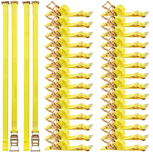 SucceBuy Ratchet Straps 2in x 15ft 30 Pack 4400 lbs Break Strength & 1460 lbs Rated Load Tie Down Ratcheting for Moving Trailers