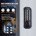 Amocart Mechanical Keyless Entry Door Lock 14 Digit Keypad Outdoor Gate Door Locks Set with Surface-mounted Latch Door Lock