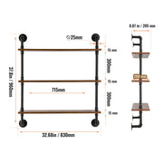 Load image into Gallery viewer, SucceBuy Industrial Pipe Shelf Wall-Mount Floating Rustic Wood Shelves Bracket Storage Rack Sundries Holder for Kitchen Bedroom - AMOCART
