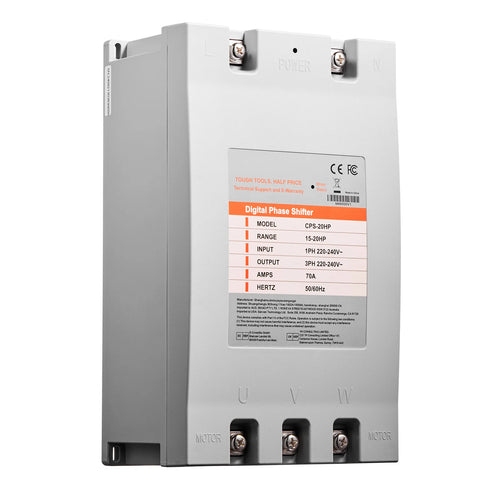 Amocart 3Phase Converter 20HP 70A 220V Single Phase to 3 Phase Converter Digital Phase Shifter for Residential&Light Commercial