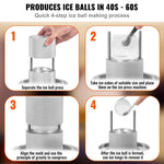 Amocart 60mm Ice Ball Press Maker Spherical Whiskey Tray Mould Bubble-Free Making Mold Crystal Ice Ball Box for Bar Cocktail