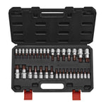 SucceBuy Torx Bit SocketSet 34-Piece Solid Star and Tamper Proof T6-T70 S2 AlloySteel and Cr-V Steel Drives Enhanced StorageCase