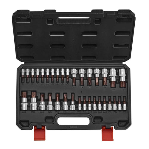 Amocart Torx Bit SocketSet 34-Piece Solid Star and Tamper Proof T6-T70 S2 AlloySteel and Cr-V Steel Drives Enhanced StorageCase