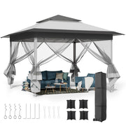 Load image into Gallery viewer, Gazebo 3.3x3.3m Waterproof Stable Pop Up Folding Gazebo, Adjustable Garden Gazebo with 4 Mosquito Net Side Panels &amp; Double Roof
