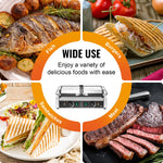 Amocart Commercial Panini Grill 3600W Electric Sandwich Panini Maker with Temp Control And 19"x9" for Hamburger Steak Bacon