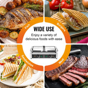 Load image into Gallery viewer, Amocart Commercial Panini Grill 3600W Electric Sandwich Panini Maker with Temp Control And 19"x9" for Hamburger Steak Bacon
