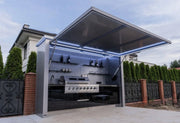 Charger l'image dans la visionneuse de galerie, Cuisine d'extérieur de luxe moderne sur mesure en acier inoxydable 304, barbecues noirs avec toit pour camping, jardin, piscine, usage commercial
