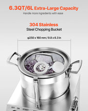 Charger l'image dans la visionneuse de galerie, Amocart 6 10 15L Food Processor &amp; Vegetable Chopper Food-Grade Stainless Steel Food Processor Chopper w/2 Extra S-Curve Blade
