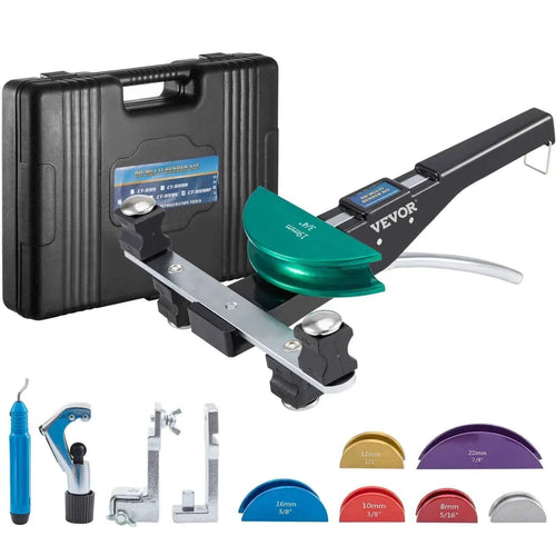 Amocart HVAC Refrigeration Manual Copper Ratcheting Pipe Bender Kit with 7 Dies 8-22mm 90° Inward & Outward Tube Bending Tools