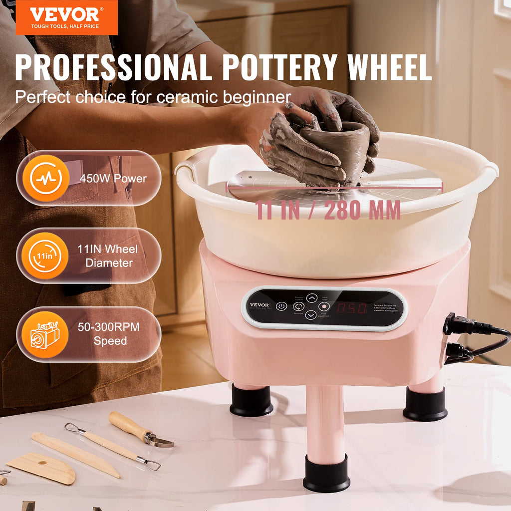 SucceBuy Pottery Wheel 11inch Pottery Forming Machine Direct Drive Ceramic Wheel 450W Electric Wheel for Pottery with Foot Pedal