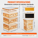 Amocart Bee Hive Deep Box Starter Kit 100% Beeswax Coated Natural Cedar Wood Langstroth Beehive Kit Transparent Acrylic
