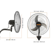 Load image into Gallery viewer, Amocart 4 Sizes Wall-Mount Misting Fan 3-speed IP44 Waterproof Oscillating Wall Fan Max. 9500 CFM Wall Mounted Fan for Home
