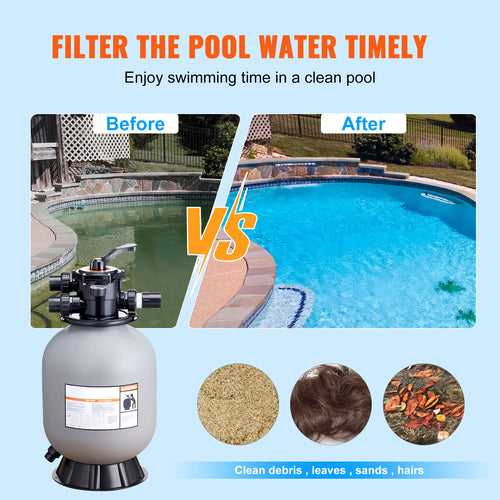 Above & Inground Pool Sand Filter, SucceBuy 16 to 24 Inch High GPM Cleaning System