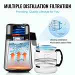 Amocart Water Distiller 4L 1.05 Gallon Pure Water Purifier Filter For Home Countertop750W Distilled Water Maker Stainless Steel