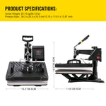 Amocart 5 6 8 in 1 Heat Press Machine T shirt Heat Transfer Printer Muntifunctional Sublimation Mug/Latte Mug/Hat/Plate/Bottle