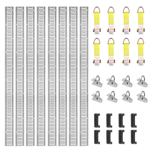 SucceBuy 5ft E Track Tie-Down Rail Kit 2000lbs E-Tracks Set  with D-Ring Versatile Securing Accessories for Cargo Motorcycles