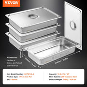 Load image into Gallery viewer, Amocart 4Pack Hotel Pans Full Size Anti-Jam Steam Pan with Lid Stainless Steel Steam Table Pan 4-Inch Deep Commercial Table Pan
