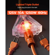 Load image into Gallery viewer, SucceBuy 30FT Retractable Extension Cord Reel with Lighted Triple Tap Outlet 10Amp Circuit Breaker for Ceiling Wall Mount Garage - AMOCART
