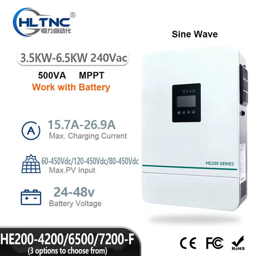 HLTNC Hybrid Solar Inverter 3.6kw 5.5kw 6.5kw 220v Pure Sine Wave Inverter 24V 48V On Grid Solar Charge Home Inversor with WiFi