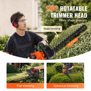 Bild in Galerie-Viewer laden, SucceBuy 23.2-inch 26CC 2 Cycle Gas Hedge Trimmer Gas Powered Handheld Hedge Trimmer 180° Adjustable for Trimming Shrubs Bushes
