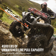 Bild in Galerie-Viewer laden, Amocart 4500lbs ATV/UTV Electric Winch 12V with 39ft Synthetic Rope Wireless &amp; Wired Remote Control IP55 Waterproof for Jeeps
