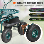 Amocart Garden Cart Rolling Workseat with Wheels Gardening Stool for Planting 360Degree Swivel Seat Wagon Scooter with Steering