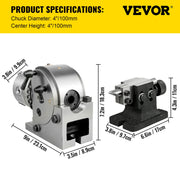 Load image into Gallery viewer, Amocart Dividing Head Precision Semi Universal BS-0 5" / 4" 3-Jaw Indexing Head Tailstock &amp; Chuck for Drilling Milling Grinding
