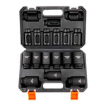 Amocart 1/2" Drive Impact Socket Set 9/11 Piece Deep Socket Set SAE Metric Cr-Mo Cr-V Steel for Auto Repair Ratchet Tool Kit