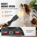 Amocart 2000W/2.7HP Dog Blow Dryer Adjustable Speed Temperature Control with 4 Nozzle and Extendable Hose for Pet Hair Grooming
