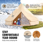 SucceBuy Canvas Bell Tent 4 Seasons 3/4/5/6/7m Yurt Tent Canvas Tent for Camping with Stove Breathable Tent Holds up to 8People