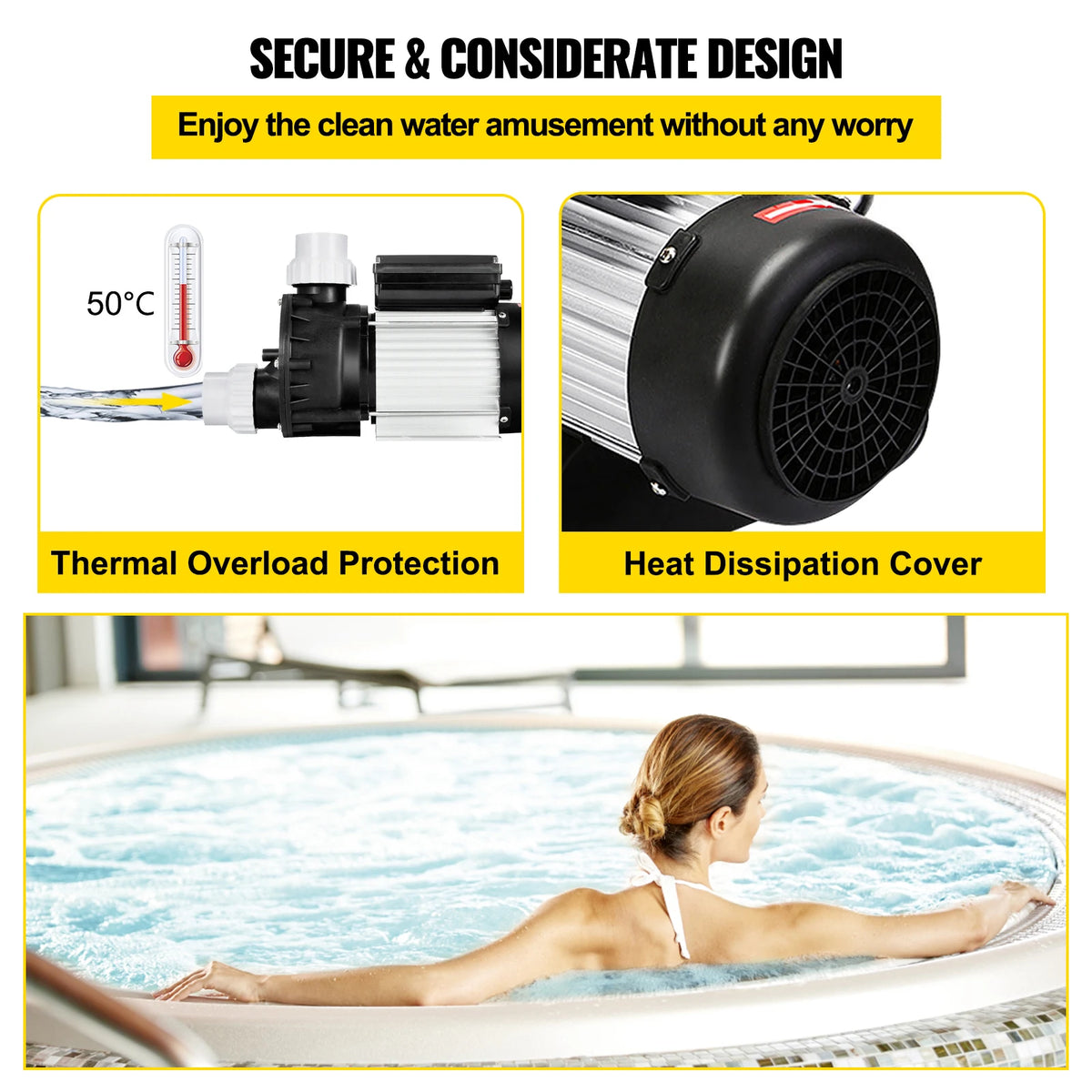 SucceBuy Whirlpool Circulation Pump SPA Pump 1/2 HP 110V 370W Hot Tub Pump For Above Ground Pool Water Circulation Swimming Pool Pump Amocart