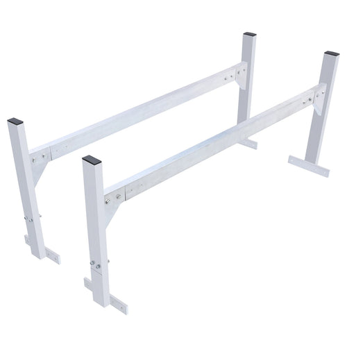 SucceBuy Van Roof Ladder Rack 2Bars Aluminum Alloy Roof Ladder Racks 400 LBS Capacity Rain-Gutter Roof Rack for Van CargoTrailer