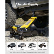 Load image into Gallery viewer, SucceBuy 3 Ton Floor Jack Aluminum &amp; Steel Racing Floor Jack with Dual Pistons Quick Lift Pump Hydraulic Car Lift for SUV Pickup - AMOCART
