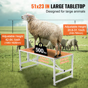 Load image into Gallery viewer, SucceBuy Goat Sheep Stand 51x23in Livestock Stand Metal Livestock Milking and Shearing Stand 21" to 33" Adjustable Height White - AMOCART
