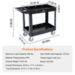 Amocart 2/3 Shelf Utility Service Cart Dolly with 360° Swivel Wheels Ergonomic Storage Handle for Warehouse/Garage/Cleaning