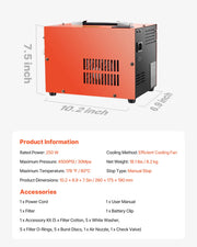 Load image into Gallery viewer, Amocart PCP Air Compressor 4500PSI/30Mpa Portable w/ Built-in Converter &amp; Fan Cooling System DC12V/AC120V Manual-Stop Air Rifle
