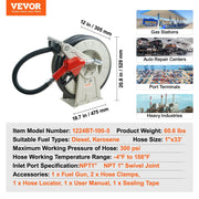Load image into Gallery viewer, Amocart 33/50/66ft Fuel Hose Reel Extra Long Retractable Spring Driven Auto Swivel Rewind for Auto Repair Heavy Industries
