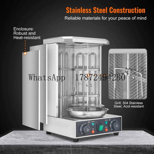SucceBuy Shawarma Grill Machine 13lbs Chicken Shawarma Cooker Machine Electric Vertical Broiler Gyro Rotisserie Oven Doner Kebab